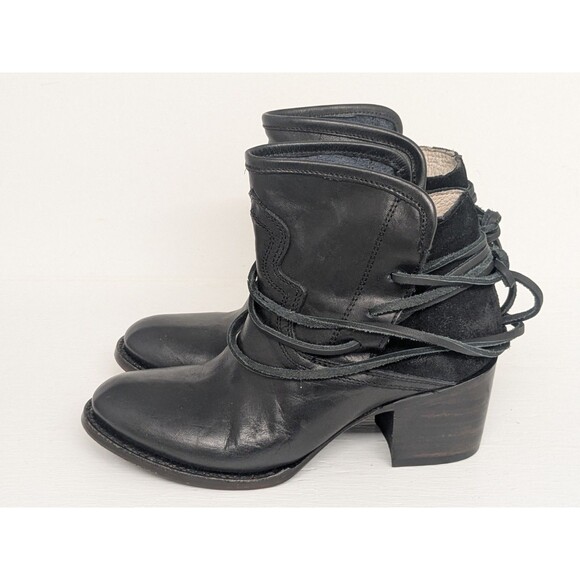 New Freebird by Steven Casey Ankle Bootie Black Leather Women's Size 7.5 Moto - Picture 4 of 10